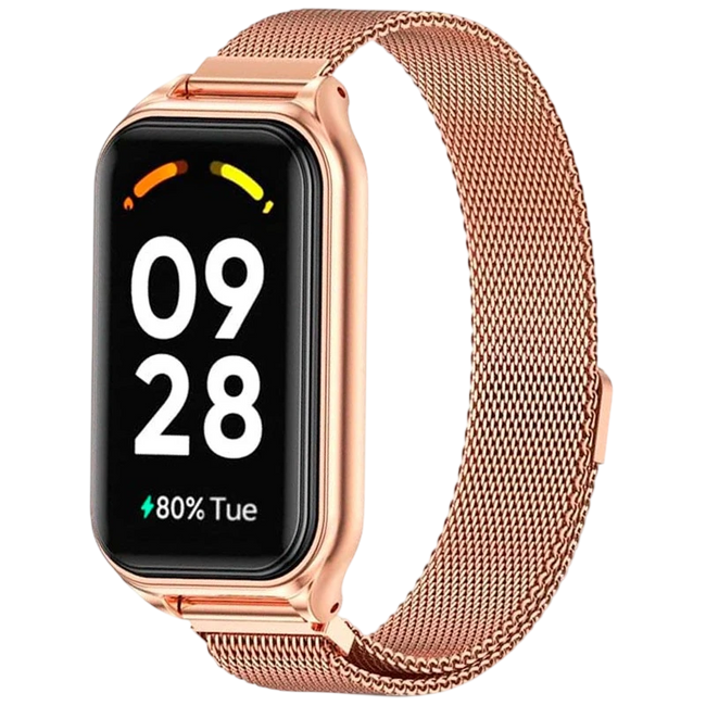 Correa Milanesa Magnética Xiaomi Mi Smart Band 8 Active / Redmi Smart Band 2 Dorado Rosa Hover Image