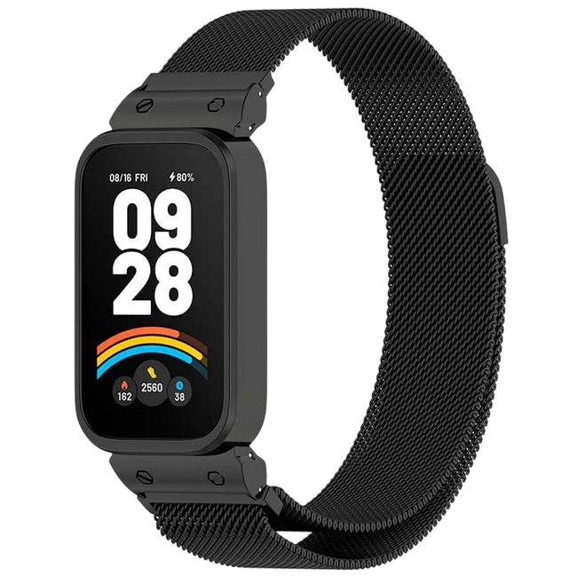 Correa Milanesa Magnética Xiaomi Mi Smart Band 9 Active / Redmi Smart Band 3 Negro Hover Image