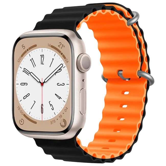 Correa Apple Watch 42/44/45/49mm Wave Negro+Naranja Hover Image
