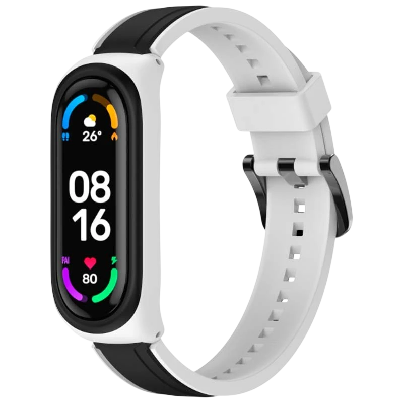 Correa Xiaomi Mi Smart Band 6 / Mi Band 5 / Amazfit Band 5 Dual Color Blanco+Negro