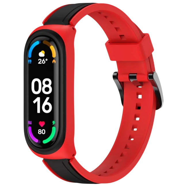 Correa Xiaomi Mi Smart Band 6 / Mi Band 5 / Amazfit Band 5 Dual Color Negro+Rojo Hover Image