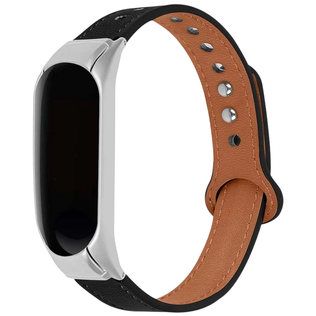 Correa Xiaomi Mi Smart Band 6 / Mi Band 5 / Amazfit Band 5 Cuero Clip Negro Hover Image