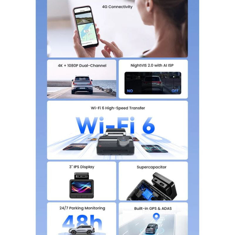 DDPAI Z50 Pro 4K GPS Dual Dash Cam - Cámara para Coche