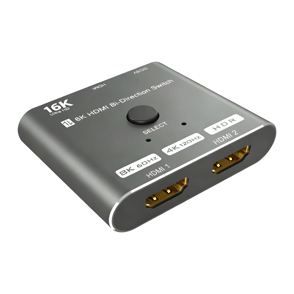 Switch HDMI 2.1 Bidireccional 2 Puertos Gris 48Gbps