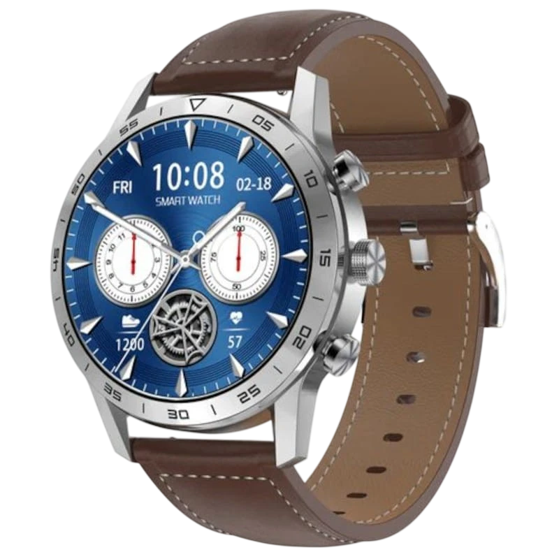 DT NO.1 DT70+ Correa Cuero Plata - Reloj inteligente