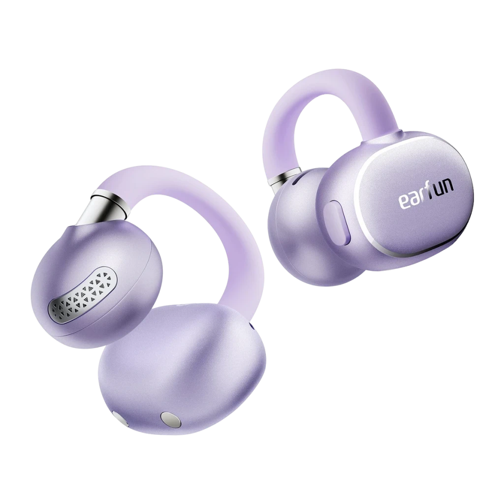 Auriculares EarFun Clip 2 Violeta Open-Ear Bluetooth 6.0 11h + 29h estuche