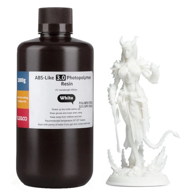 ELEGOO Resina ABS V3.0 Blanco Para Impresoras 3D de Resina LCD - 1KG Hover Image