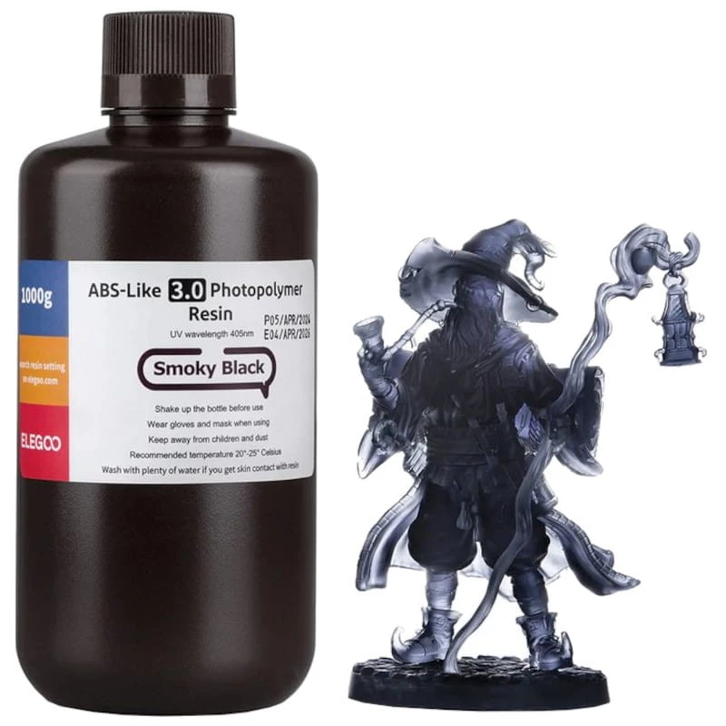 ELEGOO Resina ABS V3.0 Negra Ahumada Para Impresoras 3D de Resina LCD - 1KG
