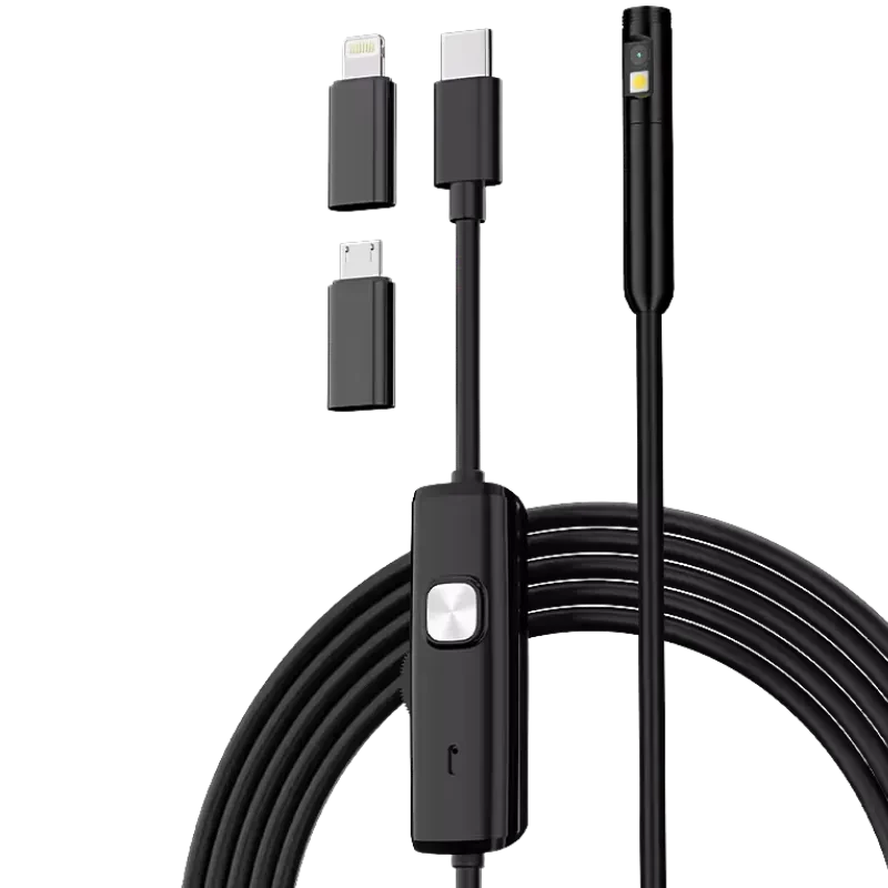 Endoscopio 8mm Dual Lens (Lightning/USB-C/MicroUSB)  Cable rígido  3.5 m