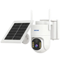 ESCAM QFS71 4G LTE con visión nocturna en color de 3 MP, alarma PIR, PTZ y audio bidireccional - Cámara de seguridad con panel solar