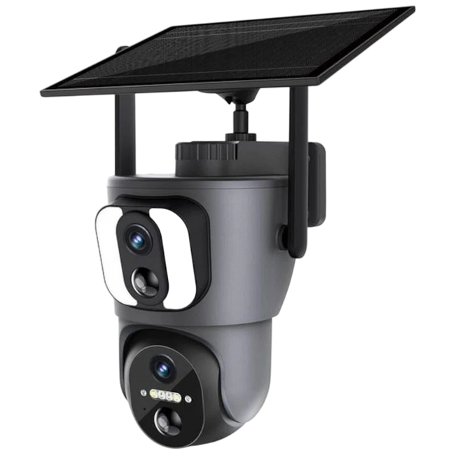 Cámara Escam QF390 1080p Lente Dual WiFi Panel Solar Negro Hover Image