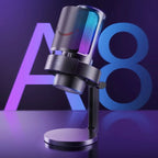 Fifine AmpliGame A8 RGB Micrófono USB Tipo C para Grabación y Transmisión en PC
