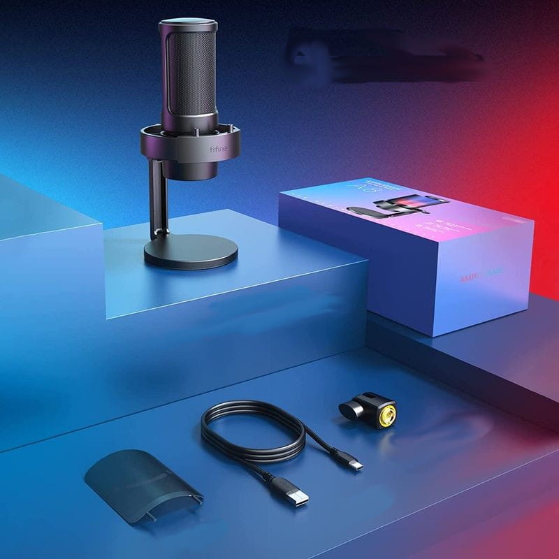 Fifine AmpliGame A8 RGB Micrófono USB Tipo C para Grabación y Transmisión en PC