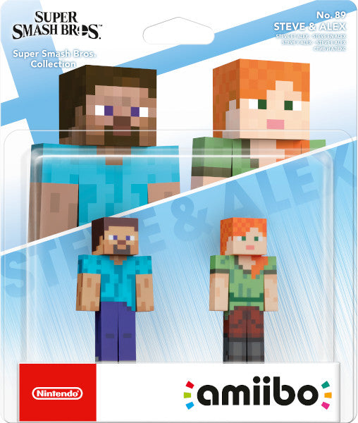 Figura Amiibo S. Smash Bros: Minecraft Steve & Alex (imp) Hover Image