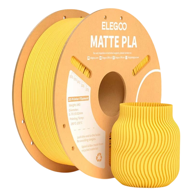 ELEGOO PLA MATTE Amarillo Mate para Impresoras 3D FDM - Filamento 1.75mm Bobina de 1kg Hover Image