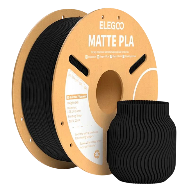ELEGOO PLA MATTE Negro Mate para Impresoras 3D FDM - Filamento 1.75mm Bobina de 1kg Hover Image
