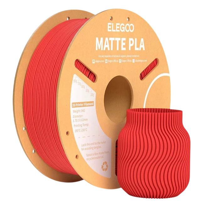 ELEGOO PLA MATTE Rojo Mate para Impresoras 3D FDM - Filamento 1.75mm Bobina de 1kg Hover Image
