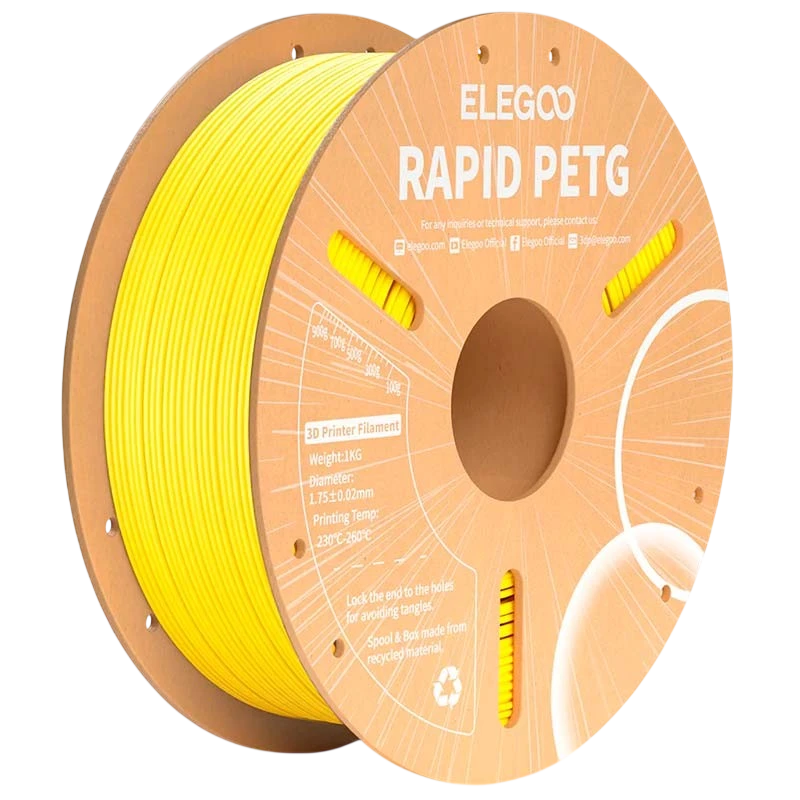ELEGOO Rapid PETG Amarillo para Impresoras 3D FDM - Filamento 1.75mm Bobina de 1kg