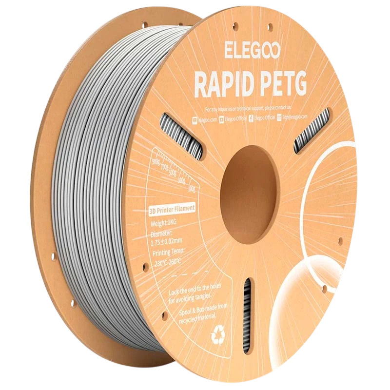 ELEGOO Rapid PETG Gris para Impresoras 3D FDM - Filamento 1.75mm Bobina de 1kg