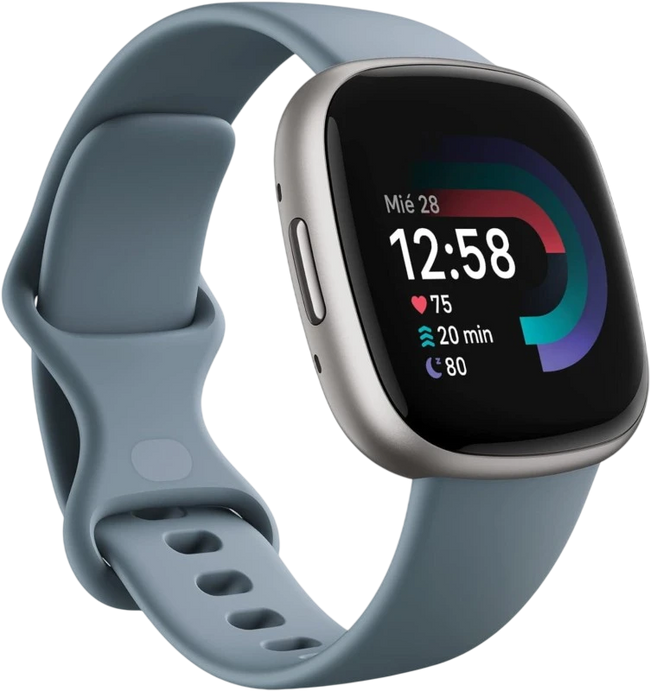 Fitbit Versa 4 Platino - Reloj inteligente con GPS Hover Image