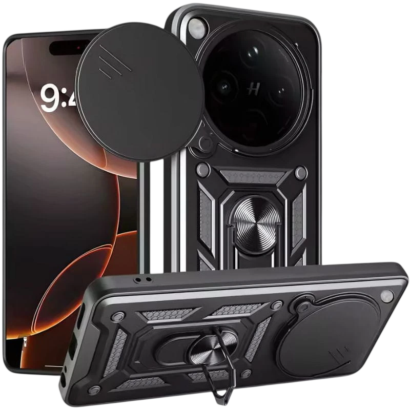 Funda Armadura Militar para Oppo Find X8 5G con Protección de Cámara y Anillo Negro