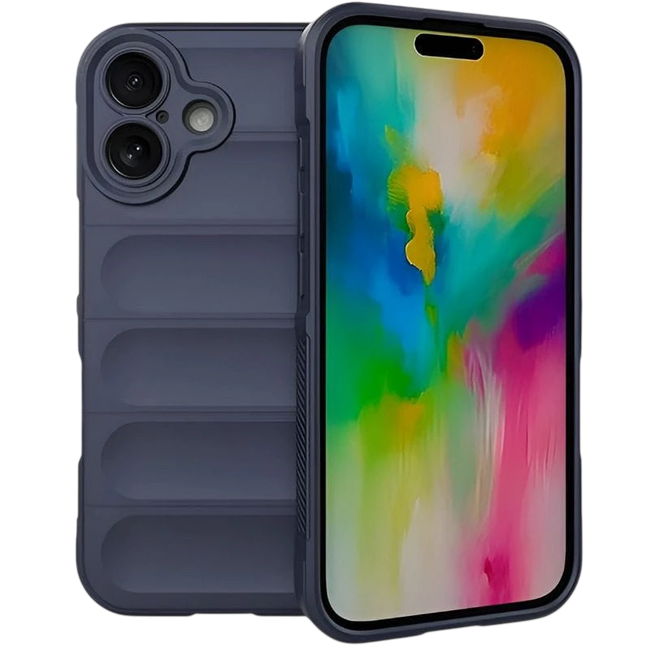 Funda de silicona Wave iPhone 16 Azul Oscuro Hover Image