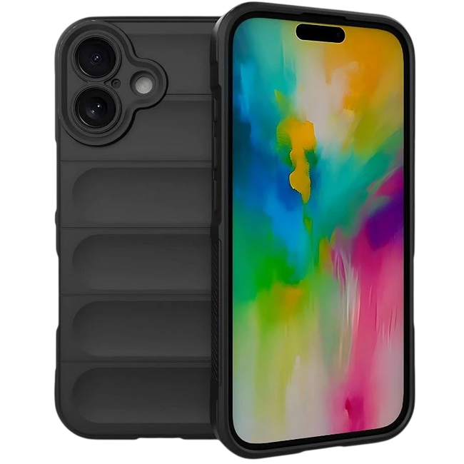 Funda de silicona Wave iPhone 16 Negro Hover Image