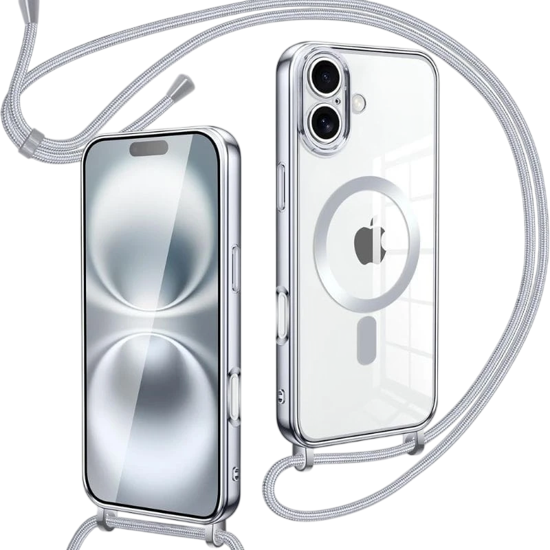 Funda Magnética con colgante para iPhone 16 Plata