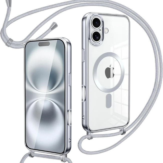Funda Magnética con colgante para iPhone 16 Plata Hover Image