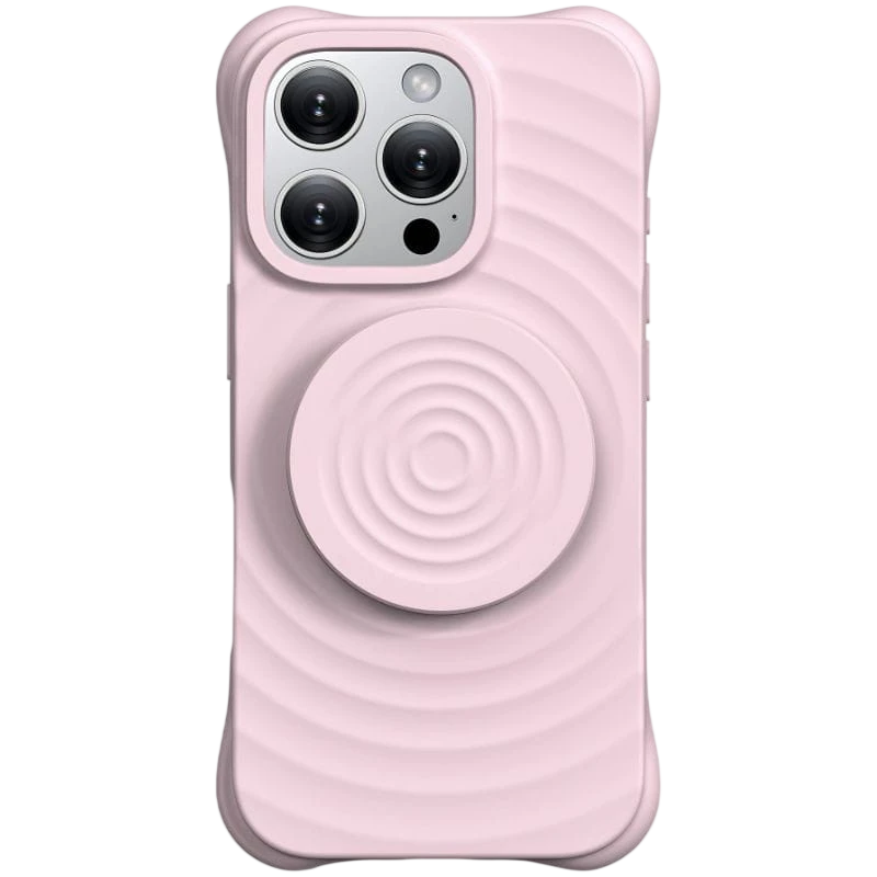 Funda magnética de silicona ondulada con soporte MagSafe iPhone 16 Pro Max Rosa