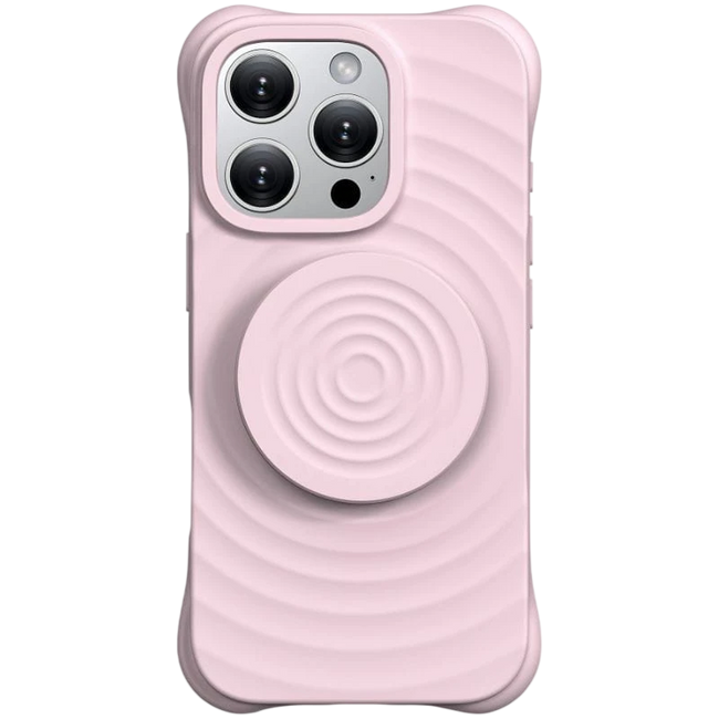 Funda magnética de silicona ondulada con soporte MagSafe iPhone 16 Pro Max Rosa Hover Image