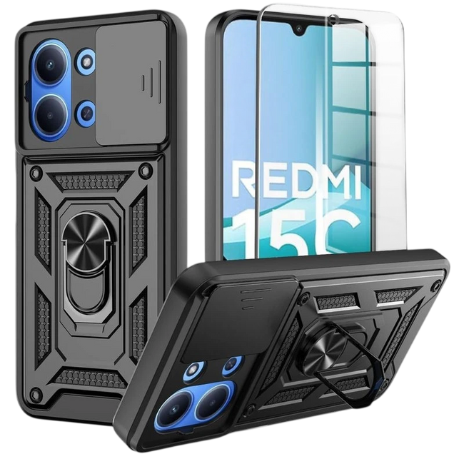 Funda Armadura Militar Magnética para Xiaomi Redmi 15C 4G/5G con Protección de Cámara y Anillo Soporte Hover Image