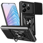 Funda Armadura Militar para Xiaomi Redmi Note 14 4G con Protección de Cámara, Soporte Metálico y Anillo Negro