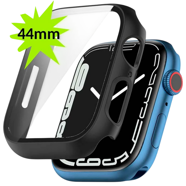 Funda PC + Cristal Templado Apple Watch 44mm - Compatible con Apple Watch 4/5/6/SE Negro Hover Image