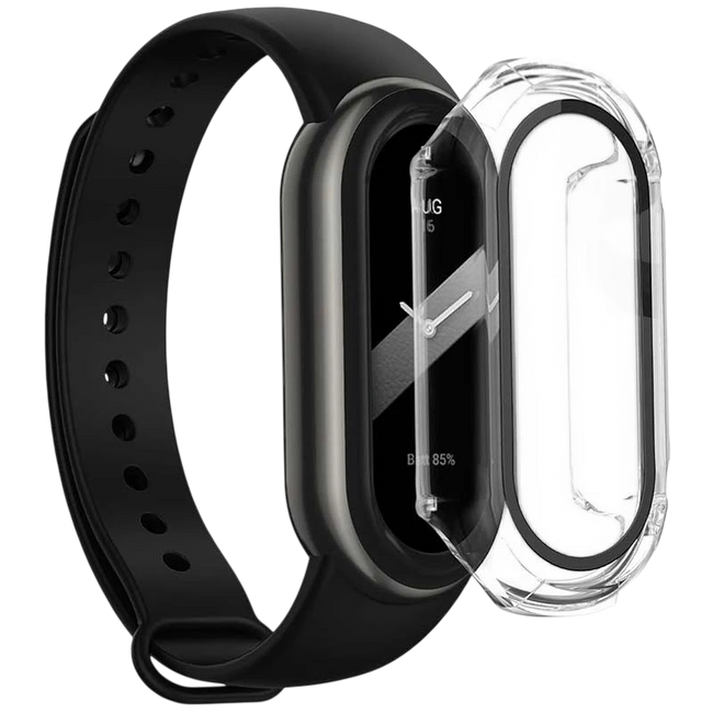 Funda PC + Cristal Templado Xiaomi Mi Smart Band 8 Transparente Hover Image