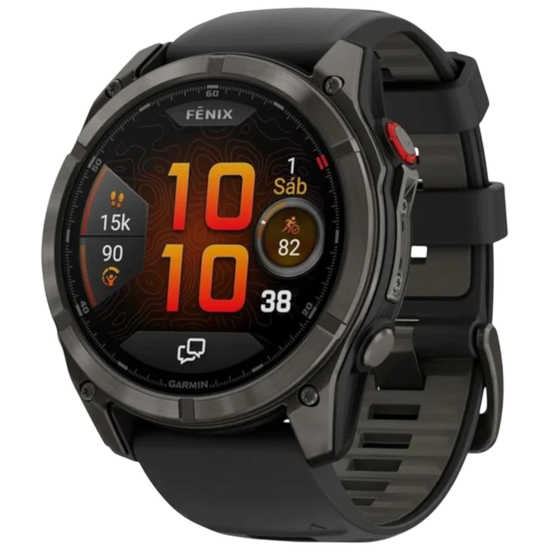 Garmin Fenix 8 Pro 47 mm Zafiro Gris Titanio Correa Silicona Negro 1,4 pulgadas AMOLED 27 días 10ATM Smartwatch