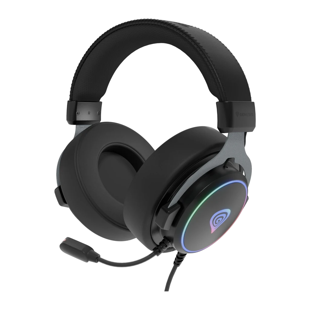 Auriculares Gaming Genesis Neon 764 Cable USB RGB Micrófono Boom Diadema