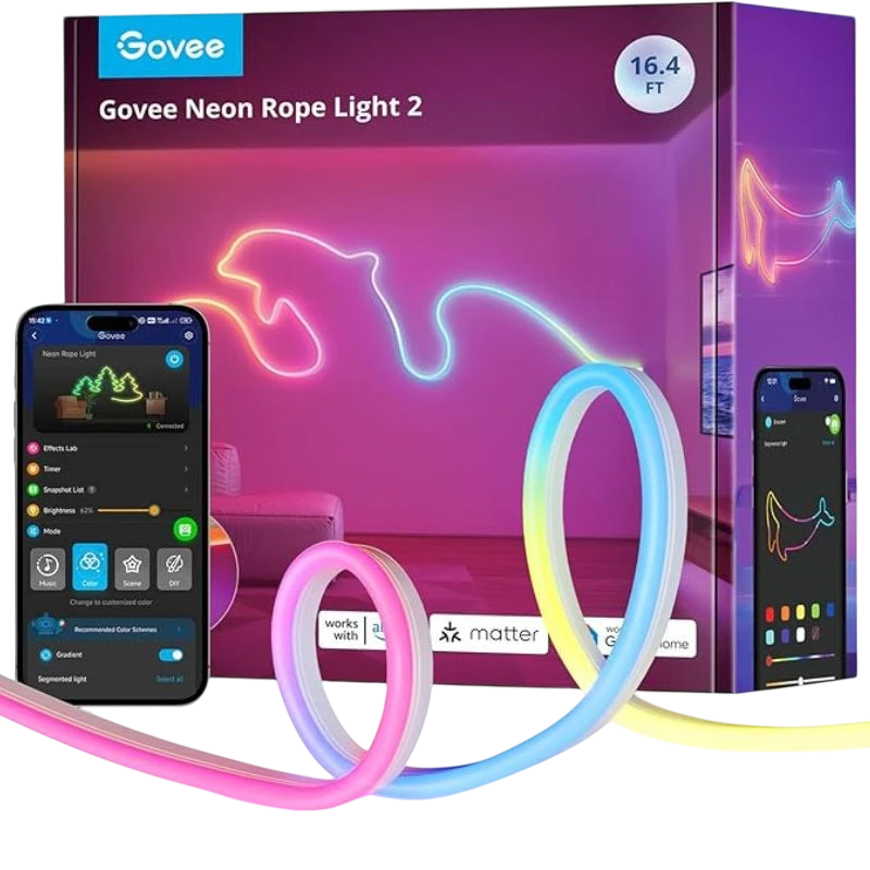 Govee H61D5 WiFi RGBIC 5 m Matter Bluetooth compatible con Alexa, Google y HomeKit Tira LED