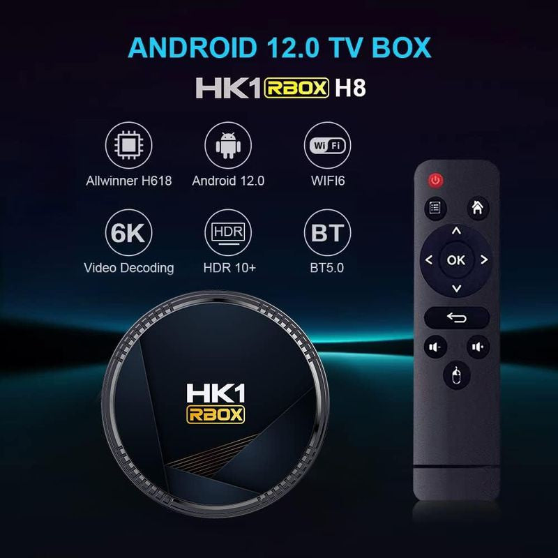 HK1 RBox H8 H618 4GB/64GB Wifi 6 Bluetooth Android 12 - Android TV