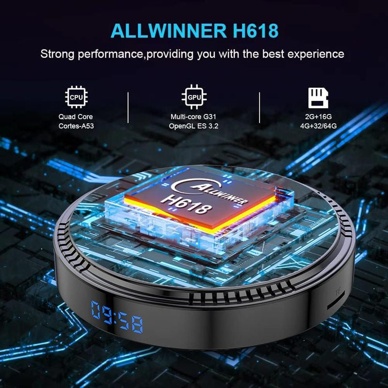 HK1 RBox H8 H618 4GB/64GB Wifi 6 Bluetooth Android 12 - Android TV