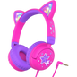 iClever Wired Kids Headphones Cat Ear, HS25, Hot Pink