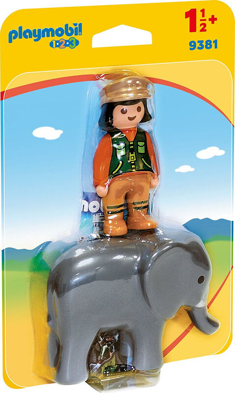 Playmobil 1.2.3 - cuidadora con elefante Hover Image
