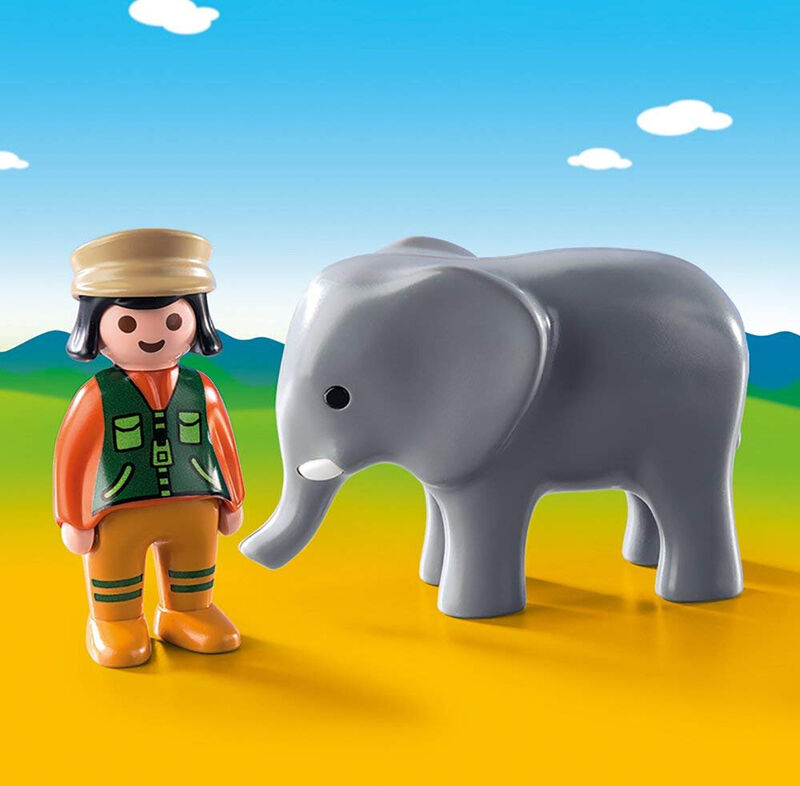Playmobil 1.2.3 - cuidadora con elefante