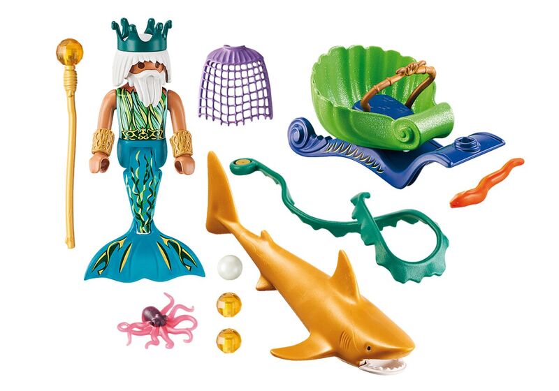 Playmobil 70097 magic sea king with shark carriage