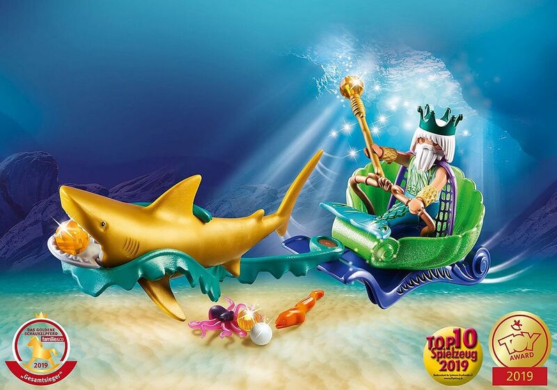 Playmobil 70097 magic sea king with shark carriage