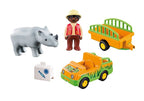 Playmobil 70182 1.2.3 vehículo del zoo con rinoceronte