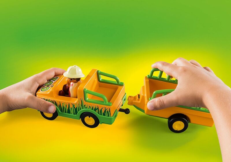 Playmobil - 1.2.3: vehículo del zoo con rinoceronte