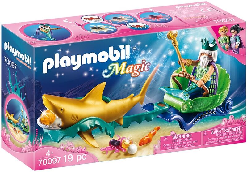 Playmobil 70097 magic sea king with shark carriage