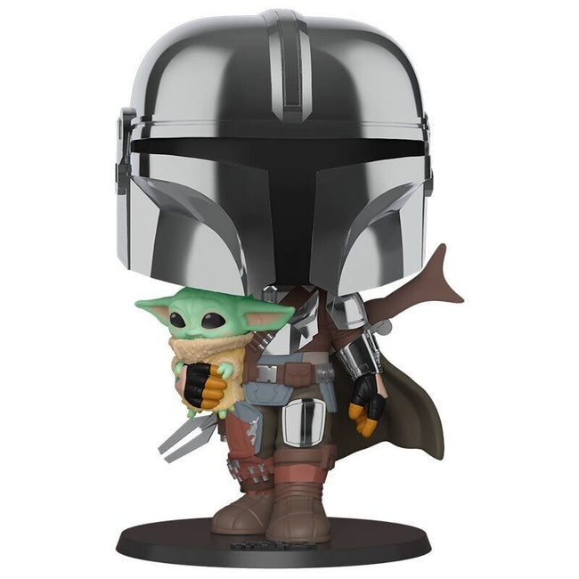 Funko pop! the mandalorian - el mandaloriano cromado con el nio 25 cm Main Image
