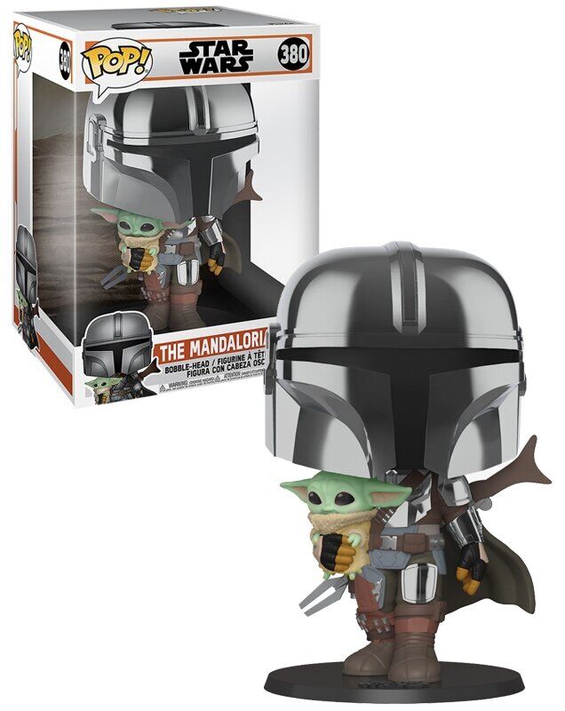 Funko pop! the mandalorian - el mandaloriano cromado con el nio 25 cm